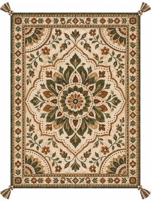 Rugs Modern Halı Sdtplus Vintage Folklorik Madalyon Desenli Ince Dokuma Taban Salon Halısı OZL257