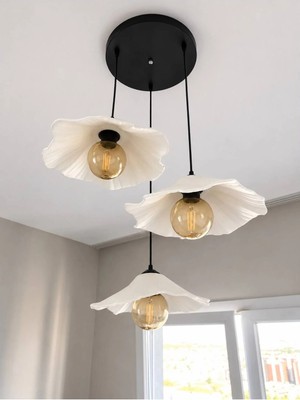 Dream Mode Freesia 3'lü Bohem Modern Sarkıt Avize | Dekoratif Tavan Lambası | Salon, Oturma Odası, Yemek Masası | E27