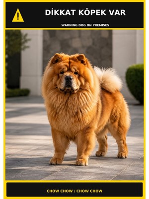 Ti Play Dikkat Köpek Var Chow Chow Görselli Pvc Uyarı Levhası 35X50CM