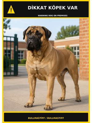 Ti Play Dikkat Köpek Var Bullmastiff Görselli Pvc Uyarı Levhası 50X70CM