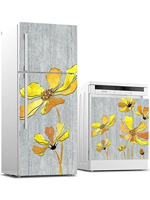 Toptan Budur Buzdolabı ve Bulaşık Makinası Beyaz Eşya Sticker Kaplama Sarı Peri Çiçek