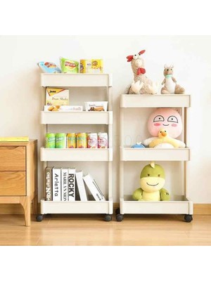 Toptan Budur Tekerlekli Organizer Kare 3 Katlı Beyaz 360 Derece Dönen Tekerlekli