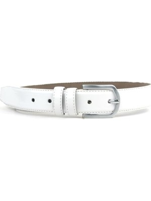 Toptan Budur Kemer, Beyaz Rugan 3,5 cm (85-110 Cm) Erkek Çocuk Klasik