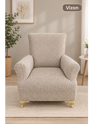 Arife Home Tek Kişilik Koltuk Örtüsü Jakar Kumaş Su Desen Lastikli Esnek Yıkanabilir Çekyat Kanepe Kılıfı Kayma Yapmayan 1 Adet Berjer Örtüsü Hardal