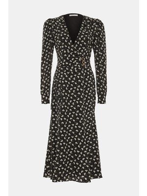 Alessandra Rich Alessandra Rıch Black Patterned Midi Dress