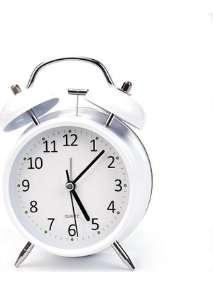 TUX 16CM Büyük Boy Akar Saniyeli Alarm Çalar Saat - Nostaljik Masa Saati Beyaz
