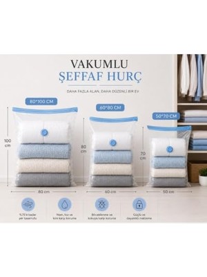 Toptan Budur Samelia Vakumlu Hurç Poşeti (2,60X80), 75% Yer Tasarrufu, Nem ve Toza Karşı Koruma, Kolay Kilit