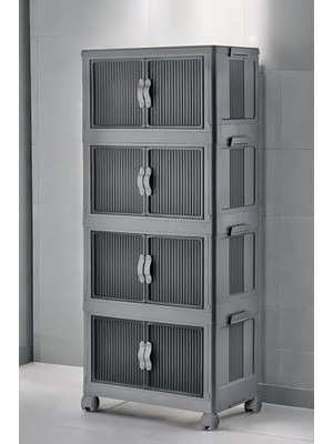 Toptan Budur Katlanabilir Modüler Dolap 4'lü 54 cm x 31,7 cm x 127 cm (Antrasit)
