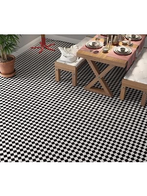 Toptan Budur Yer Kaplama Zemin Kaplama Folyosu 65X130 cm Siyah Beyaz Çapraz Desen
