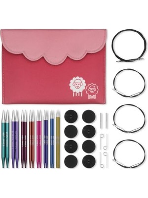 Toptan Budur Değiştirilebilir Yuvarlak Örgü Iğnesi Uçları, Delüks Set, Zing, 3,50-8,00 mm