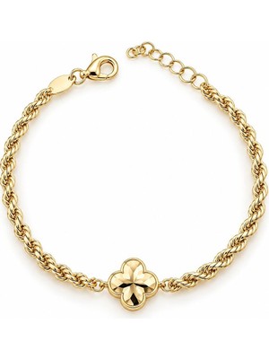 Sembol Gold 14 Ayar Burgu Yonca Altın Bileklik 17+2 cm