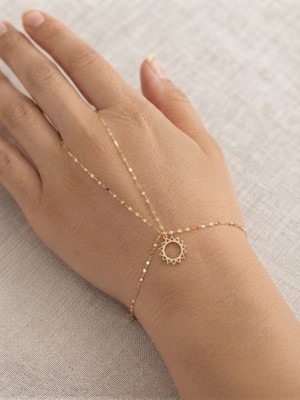 Papatya Silver Orjinal 14 Ayar Sertifikalı Altın Minimalist Aynalı Ezme Zincir Charmlı Şahmeran