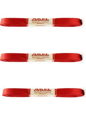 Omeyva Dar Dokuma Kırmızı Saten Kurdele - 1 Cm. x 10 Metre - 3 Adet