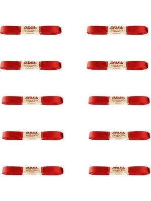 Omeyva Dar Dokuma Kırmızı Saten Kurdele - 1 Cm. x 10 Metre - 10 Adet