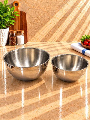 Sfrm 26 cm 5,80 Lt + 22 cm 3,50 Lt 2'li 18/10 Paslanmaz Çelik Karıştırma Kabı Seti
