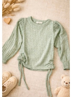 Soft Mint Büzgülü Çocuk Bluz
