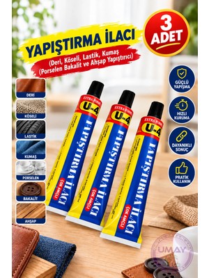3 Adet Yapıştırma Ilacı (Deri, Kösele, Lastik, Kumaş Porselen Bakalit ve Ağaç Yapıştırıcı) [40 Gr]
