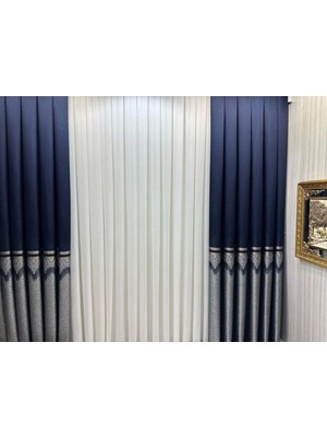 Str Store Titus FJ632145 V-530 Lacivert 1/3 Sık Pileli Fon Perde Apm