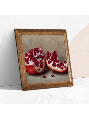 Str Store Pinecone Nar Taş Duvar Tablosu - Ahşap Çerçeveli Taş Tablo - 25X25 cm - Dekoratif Duvar Sanatı - Modern Ev ve Ofis Duvar Dekoru W1-04