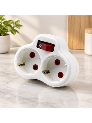 Str Store Anahtarlı Çiftli Priz Papatya Yonca Desenli