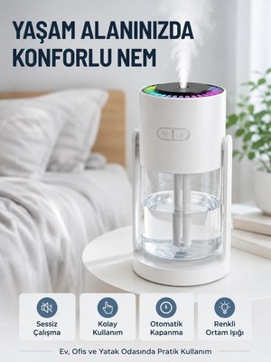 Str Store LED Işıklı Hava Nemlendirme Cihazı Şeffaf Su Hazneli Sessiz Masaüstü Nemlendirici