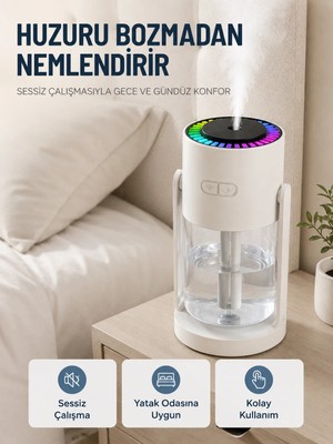 Str Store Taşınabilir Hava Nemlendirici LED Işıklı Şeffaf Hazneli Ev Ofis Yatak Odası Nemlendirme Cihazı