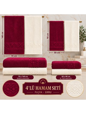 Softtowel 4 Iü Hamam Seti 50X90 ve 70X140 Pamuk Jakarlı