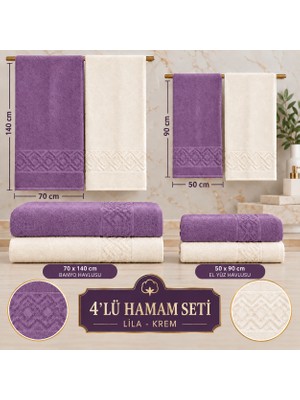 Softtowel 4 Iü Hamam Seti 50X90 ve 70X140 Pamuk Jakarlı