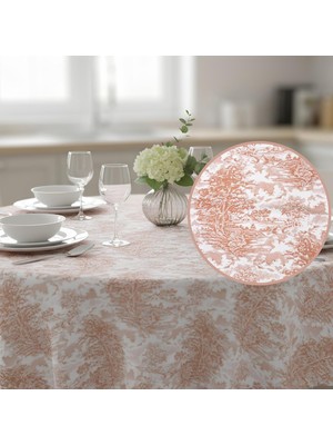 Str Store Jakarlı Dokuma Yuvarlak Masa Örtüsü 160 cm | Açık Kahverengi