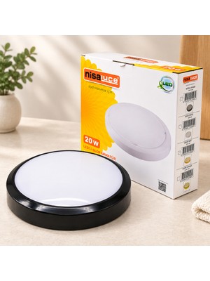 Str Store 20W LED Glop Armatür Sıva Üstü Yuvarlak Siyah 6500K 1800LM IP20