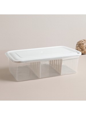 Str Store Şeffaf Plastik Buzdolabı Organizeri 6 Litre Kapaklı 3 Bölmeli