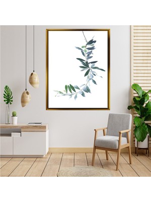 Tablore Minimalist Zeytin Dalı Görselli Çerçeveli Kanvas Tablo Modern Salon Dekoru