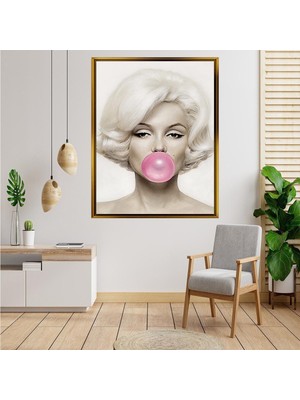 Tablore Marilyn Monroe Pembe Sakız Pop Art Kanvas Tablo Modern Portre Duvar Dekoru