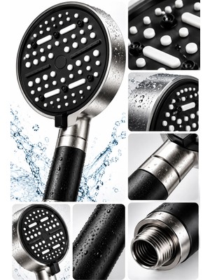 Str Store 6 Sprey Modlu Filtreli Duş Başlığı Büyük Su Paneli Silikon Nozullu Modern Tasarım