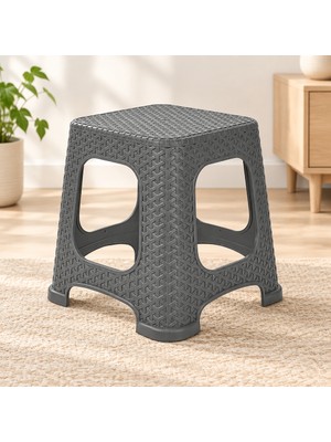 Str Store Antrasit Küçük Rattan Tabure