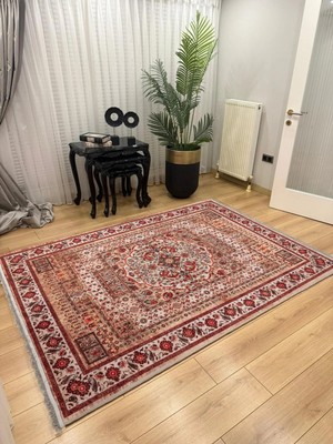 Efta Halı 4 M2 (160X230 Cm) Dijital Baskı Halı Hanedan Serisi Kiremit Klasik Desenli Makinede Yıkanabilir Kaymaz Deri Tabanlı