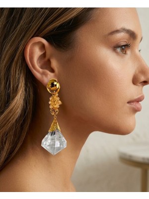 Devi Fashion Abiye Kristal Taşlı Uzun Küpe 10 cm
