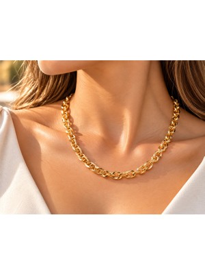Terragolds cm Kalın Burgu Model Gold Renk 50 cm Kadın Kolye