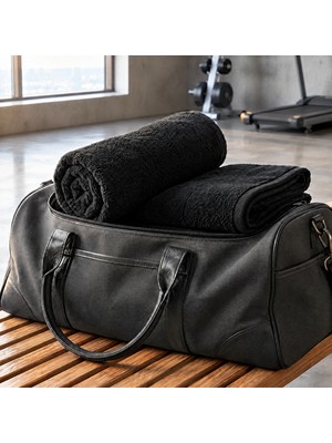 Ilgın Home Premium Serisi Siyah Banyo Havlu Seti | %100 Pamuk 500 G Banyo Havlusu 70X140 cm + 230 G El Havlusu 50X90 cm Spor Salonu, Seyahat Için Ideal