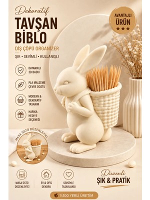 OGNAMI3D Dekoratif Tavşan Kürdanlık - 3D Baskı Masaüstü Organizer