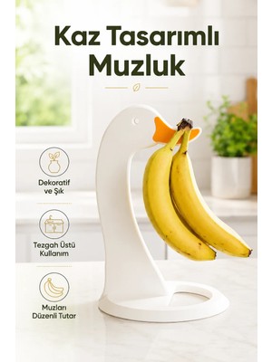 Ognami Kaz Figürlü Muzluk Muz Askısı Dekoratif Tezgah Üstü Muz Tutucu 3D Baskı