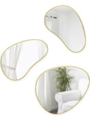 Umbra Hubba Pebble Duvar Montaj Aynaları, 3'lü Set, Pirinç