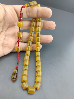İskeçe Tesbih Muhammed Dabbas Usta Eseri Çatır Çatır Sesli Sıkma Kehribar Serisi Sertifikalı 10645