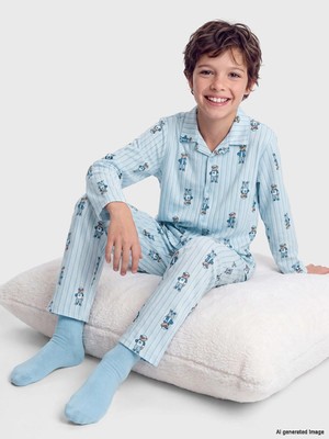 LC Waikiki Gömlek Yaka Erkek Çocuk Pijama Takım  (W6)
