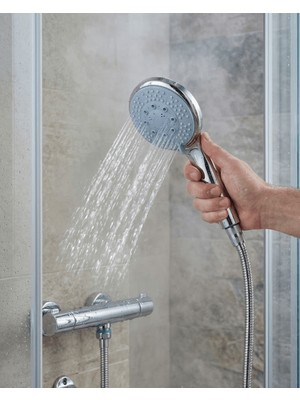 Meks Spiral Hortumlu 4 Kademeli El Duşu Seti Duvar Askılı Banyo Duş Başlığı