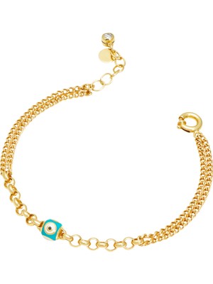 Debora Jewelry 14 Ayar Altın Nazar Boncuklu Zincir Bileklik