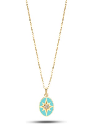Debora Jewelry 14 Ayar Altın Mavi Mineli Kuzey Yıldızı Kolye