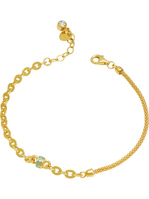 Debora Jewelry 14 Ayar Altın Mavi Mineli Zincir Bileklik