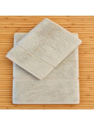 Ödel Buldan Jakar Bordürlü 2' Li Bambu Havlu Seti & Hamam Seti & Kişisel Set & Çeyiz Seti & Misafir Seti Bej