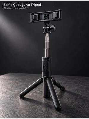 Astraltech Yatay ve Dikey Çekime Uygun Döner Başlıklı Katlanabilir Selfie Çubuğu